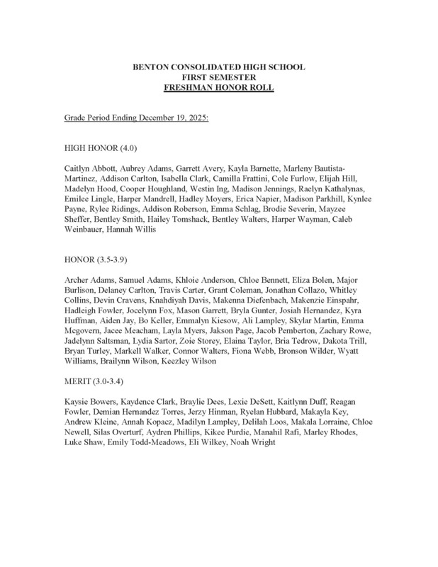  freshman honor roll 25-26