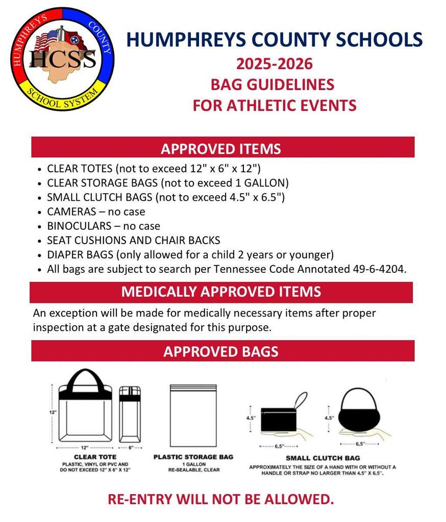 HCS Bag Policy for Athletic Events