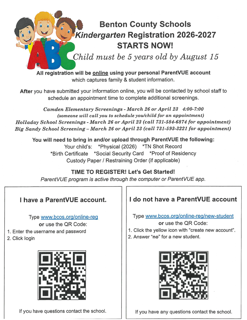 Kindergarten Registration Flyer