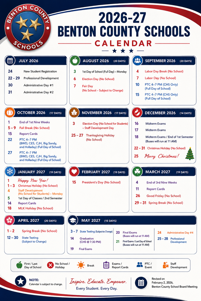 2026-2027 School Year Calendar