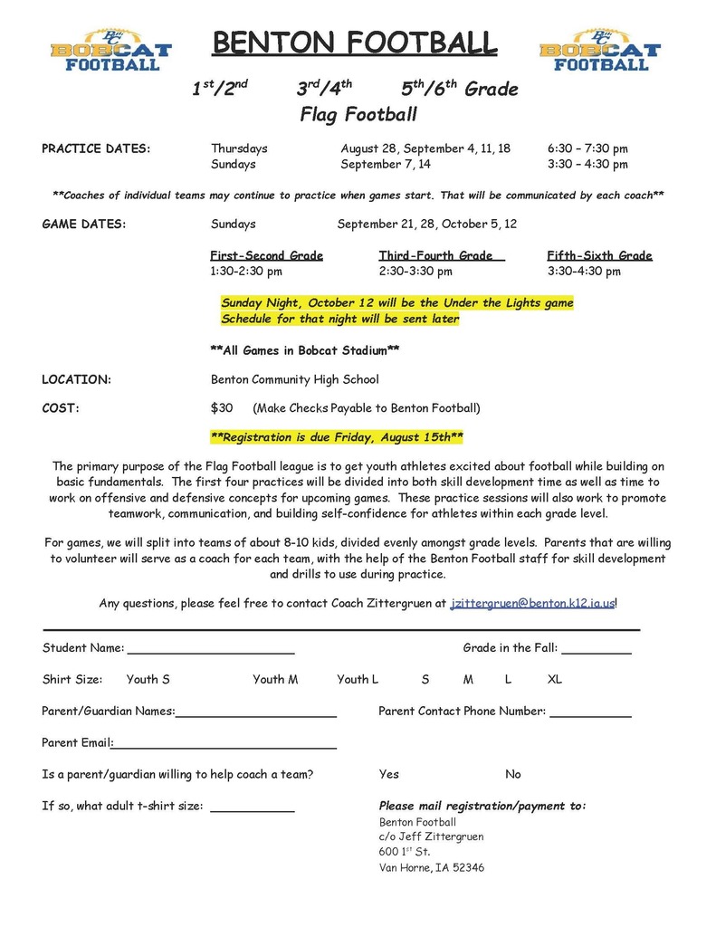 Flag Football Registration Form