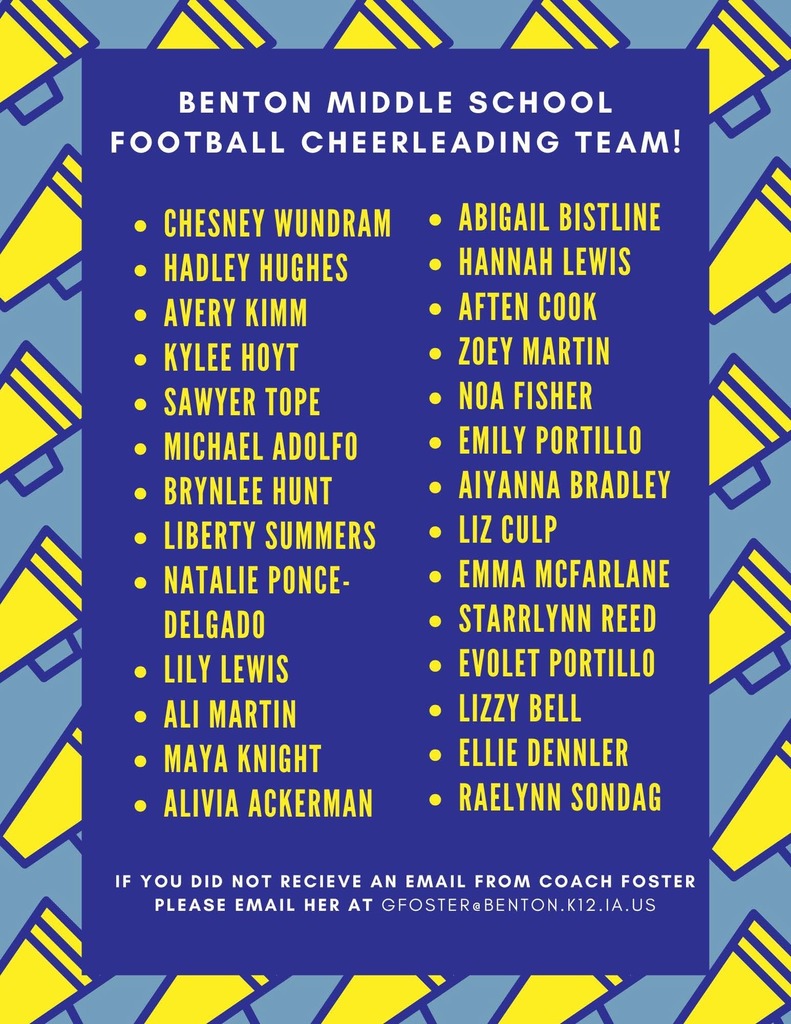 Middle school cheer announcement