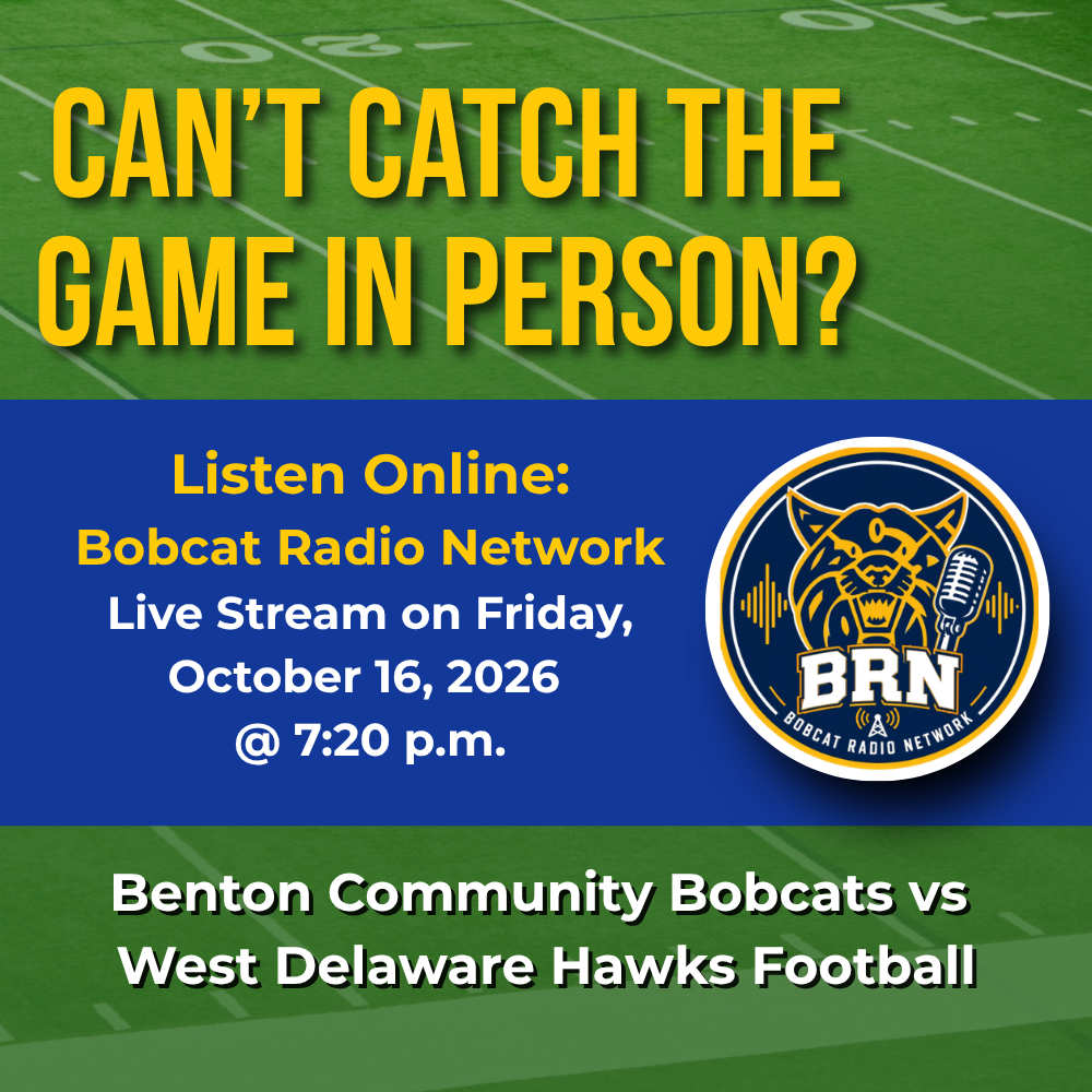 Cant catch the game in person? Listen online Bobcat Radio Network Live stream on Friday october 16 at 7:20 p.m. Bobcats vs West Delaware