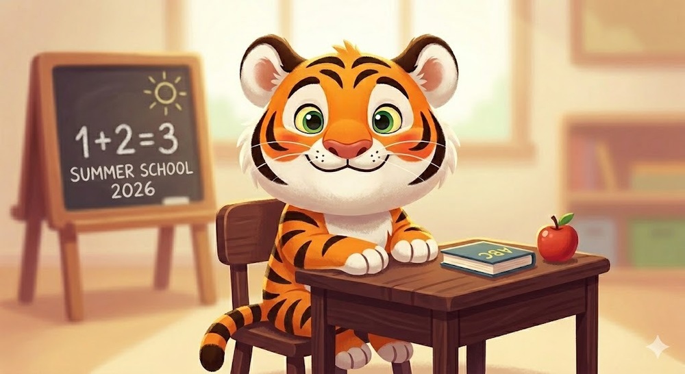 Cartoon Tiger Ready to Learn
