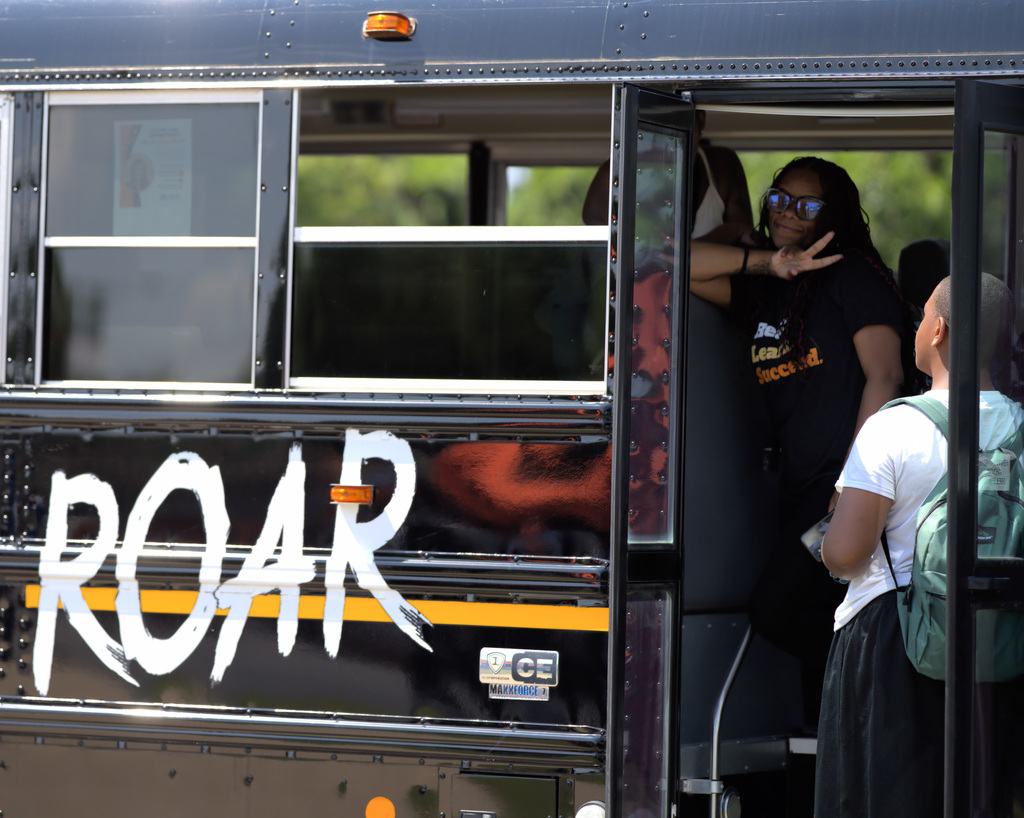teach on  bus at Back to School bash