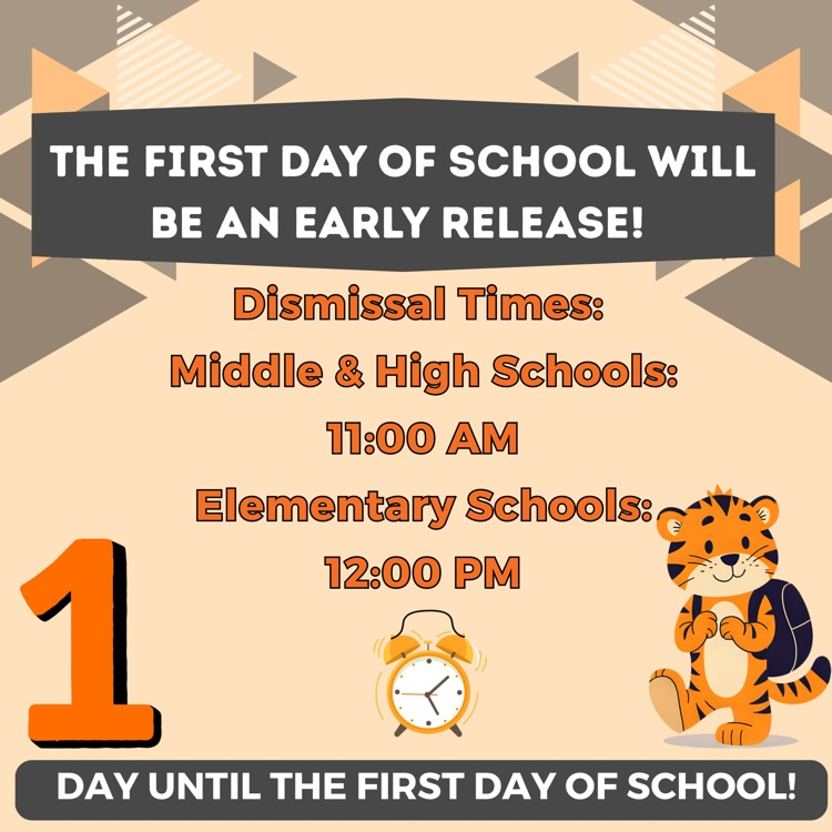 1 day until the first day of school