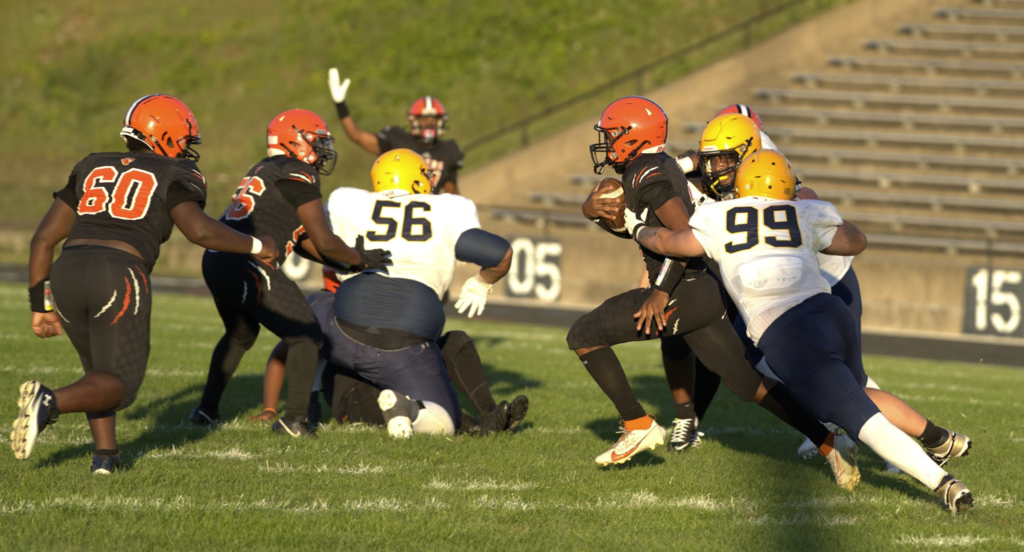 Football players during the game against Battle Creek