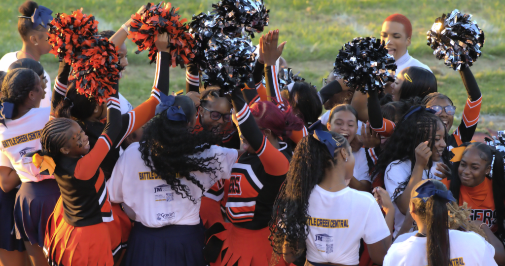 Cheerleading Team at BHHS first Football game of the season with Battle Creek