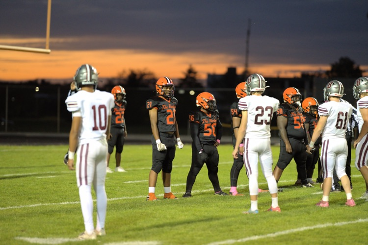 BHHS Football players on the field during Homecoming Game
