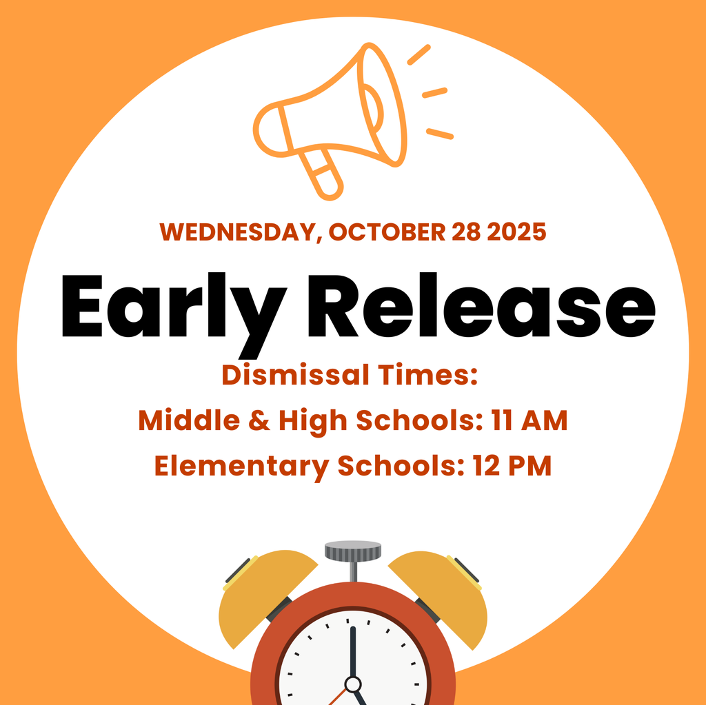October 28 th is an early release day. Elementary-level students will be dismissed at noon. Secondary-level students will be dismissed at 11 am.