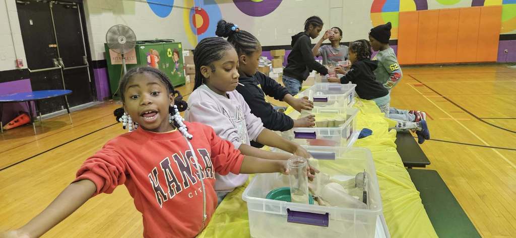 Families participating in MLKJ's STEM Night.