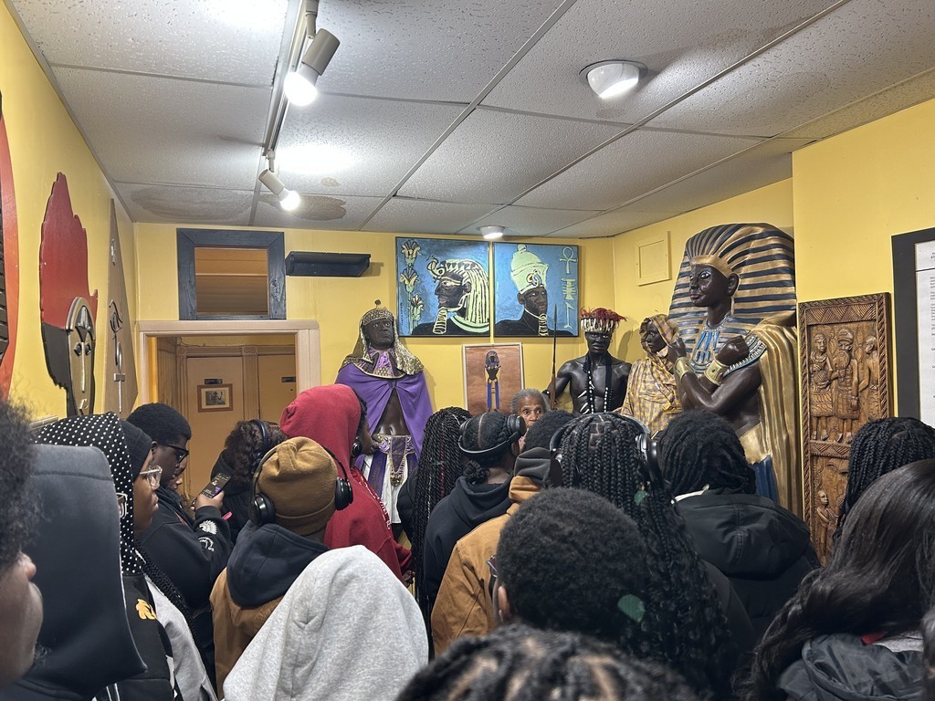 Benton Harbor High School's students at the The National Great Blacks In Wax Museum while on the Black College Tour.