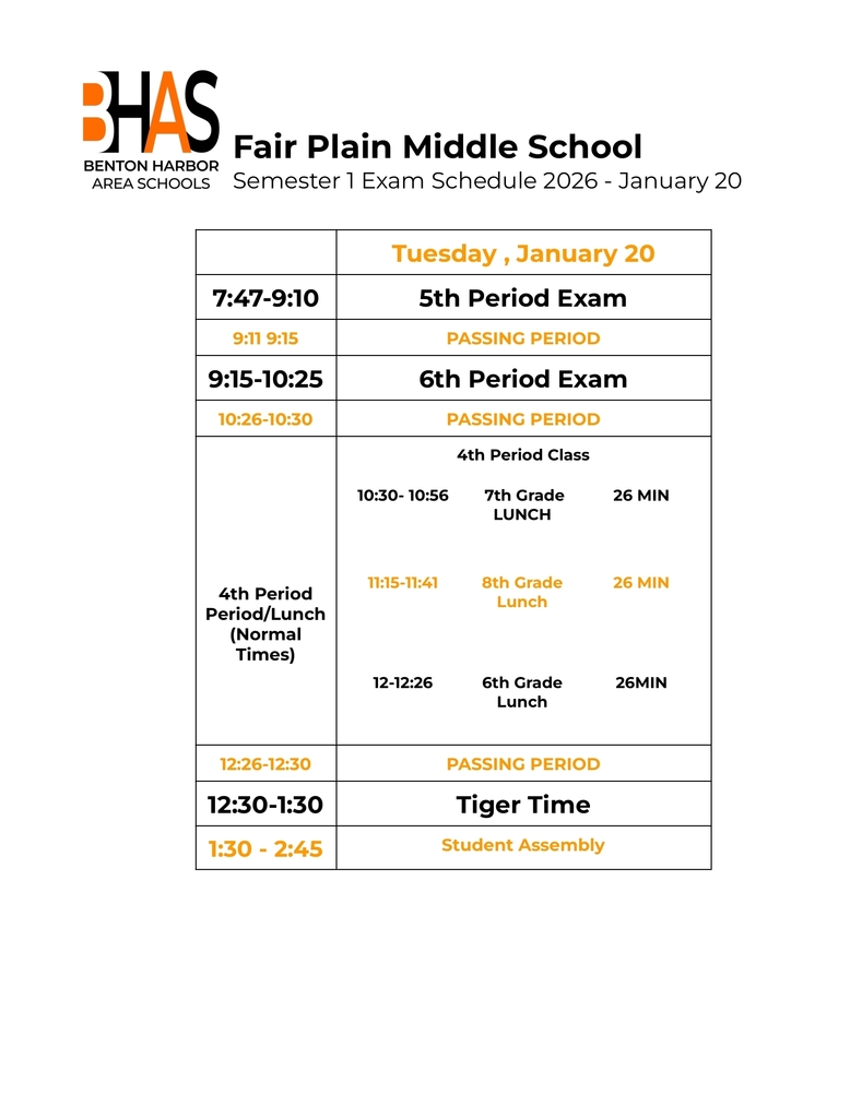 Tuesday Schedule