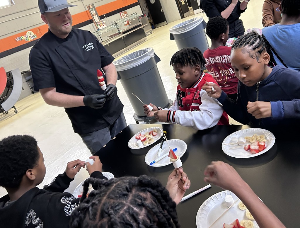 Chef Cory and Director Tabbert created Cat in the Hat Kabobs with students at FPE. 