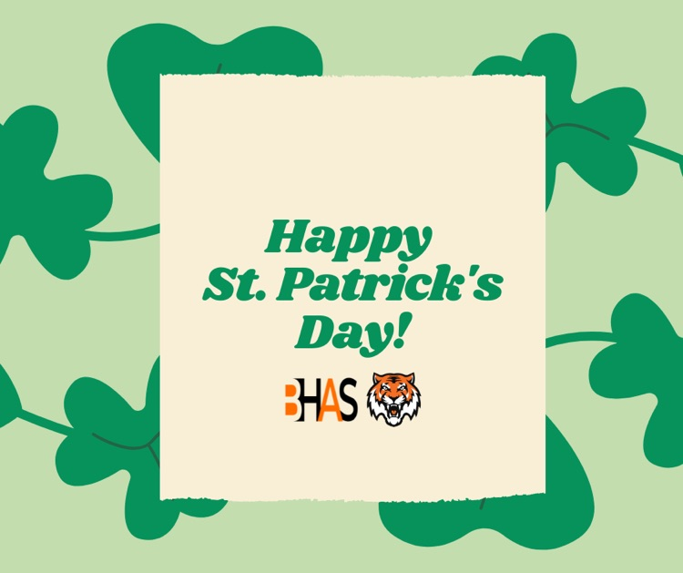 happy St. Patrick’s Day graphic with BHAS logos