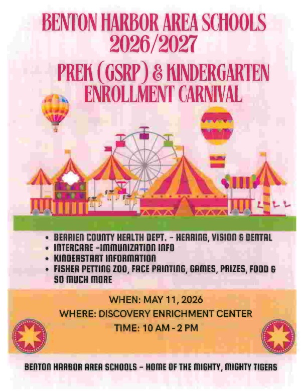 GSRP & Kindergarten enrollment carnival happening today from 10am to 2pm  