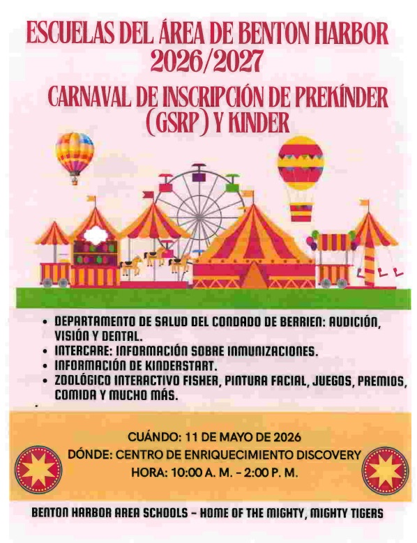 GSRP & Kindergarten enrollment carnival happening today from 10am to 2pm