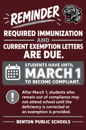 immunizations and exemptions due march 1