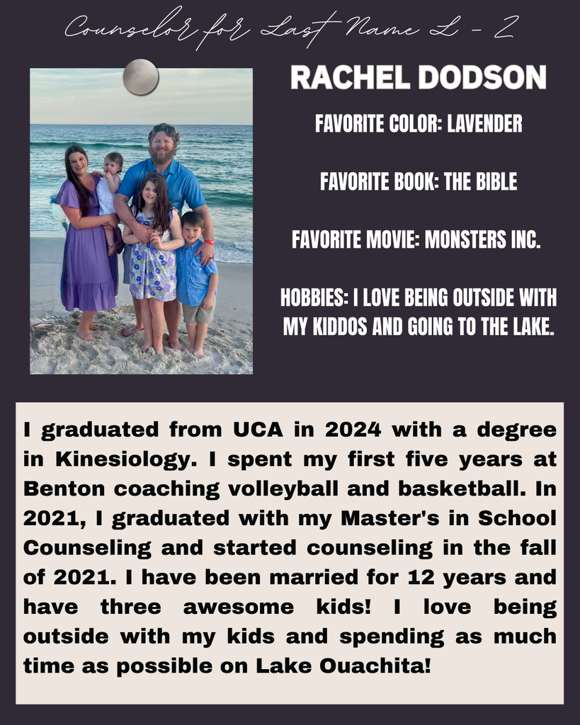 counselors for last name L - Z Rachel Dodson