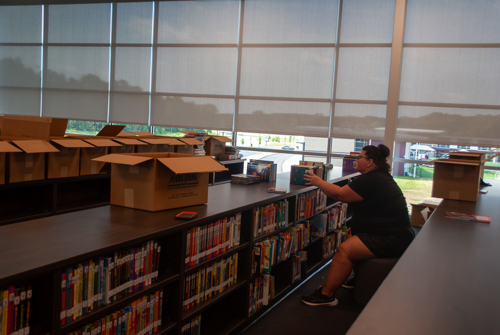 Helpers shelving books