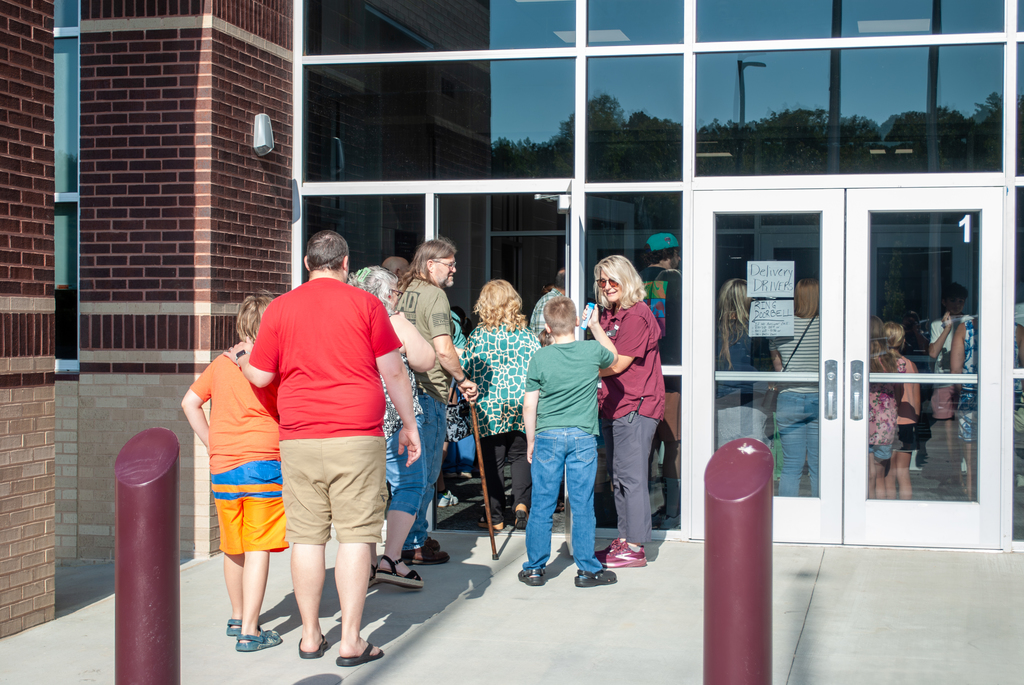 mrs. caldwell greeting students