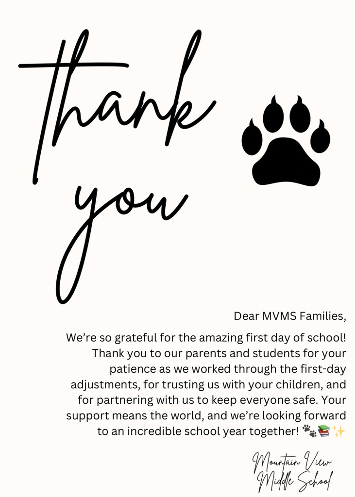 a thank you letter from Mountain View middle school
