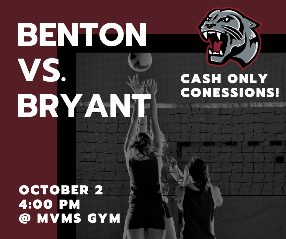 benton vs bryant october 2 at 4pm in the mvms gym