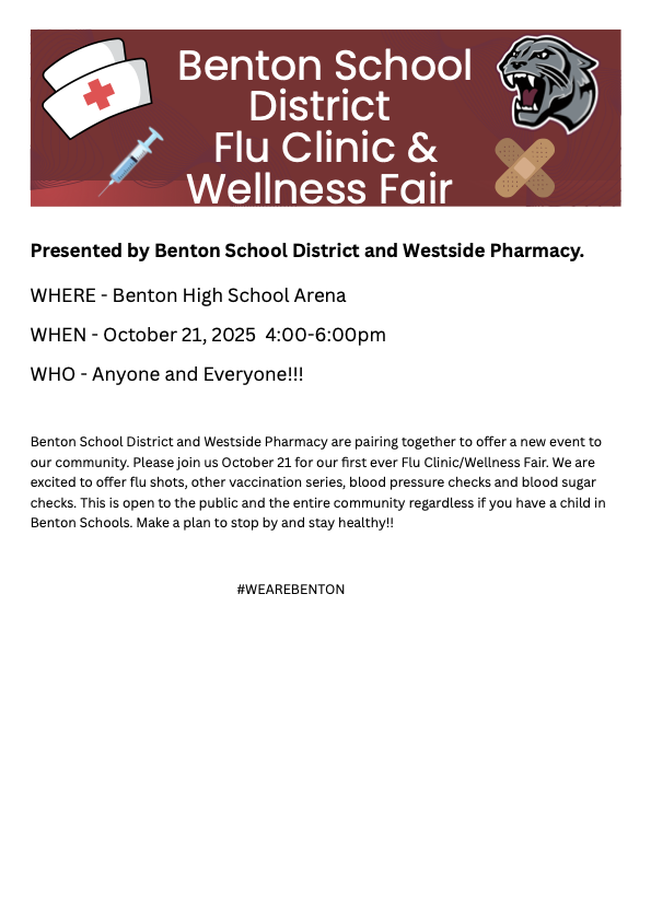 Benton school district flu clinic and wellness fair