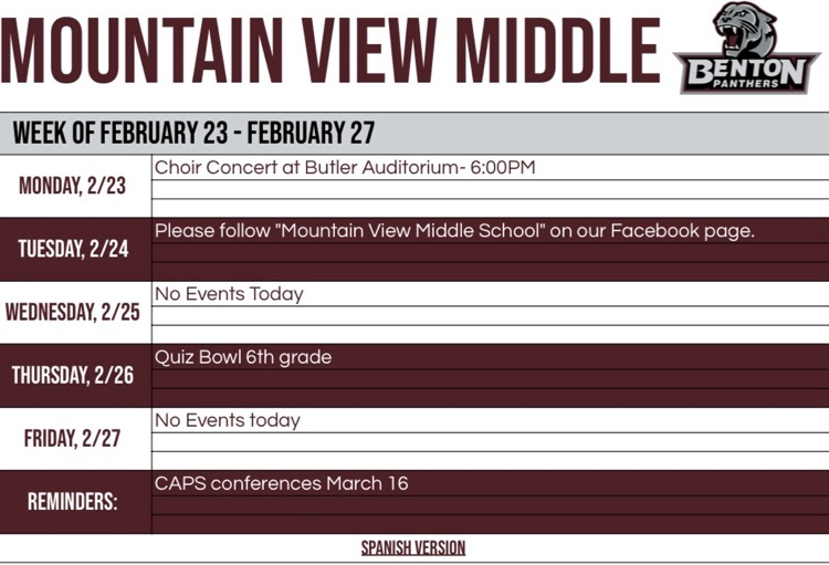 MVMS week at a glance 