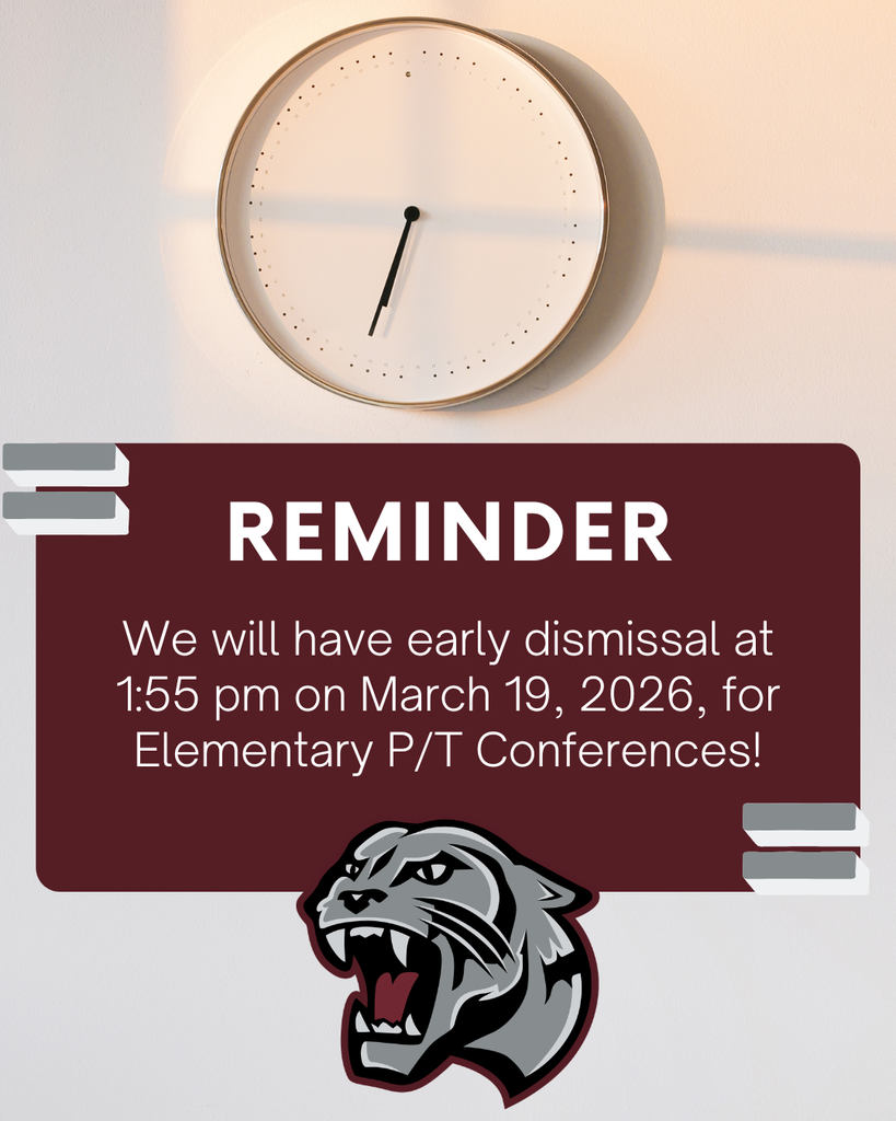 reminder early dismissal 3/19/26 at 1:55pm