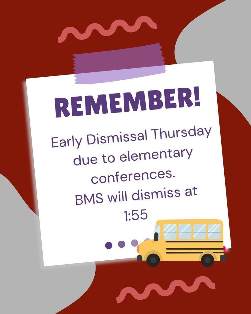 Early Dismissal Thursday due to elementary