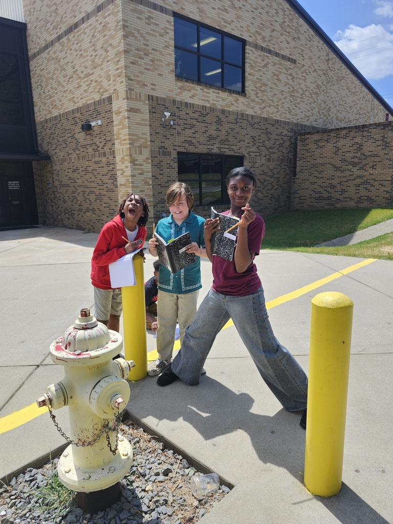 A group of students are walking along the side walk around the middle school observing life.