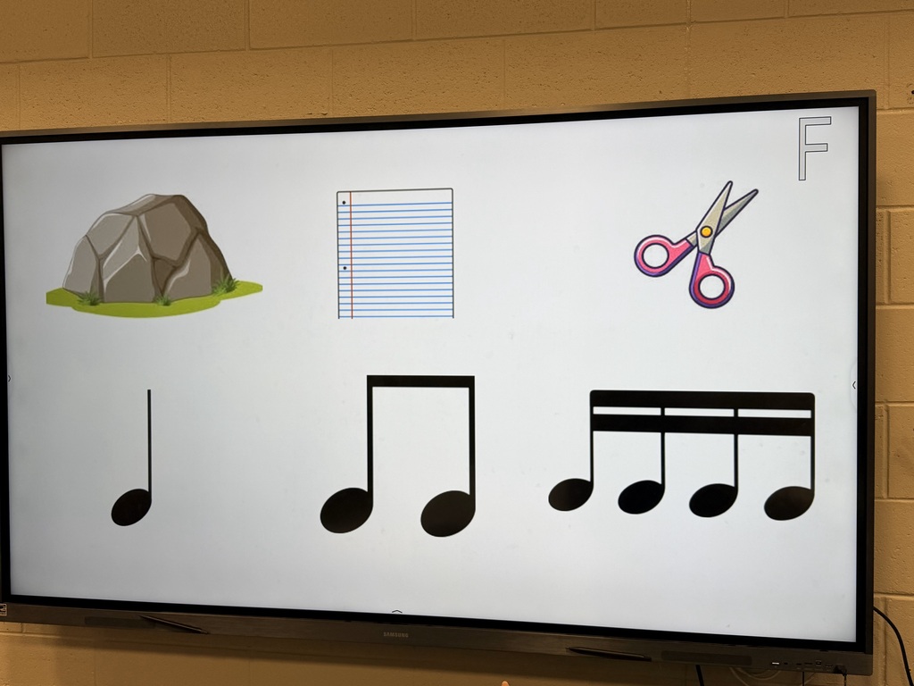 An example of how Choir students are using Rock, paper, and scissors to play a rhythm game