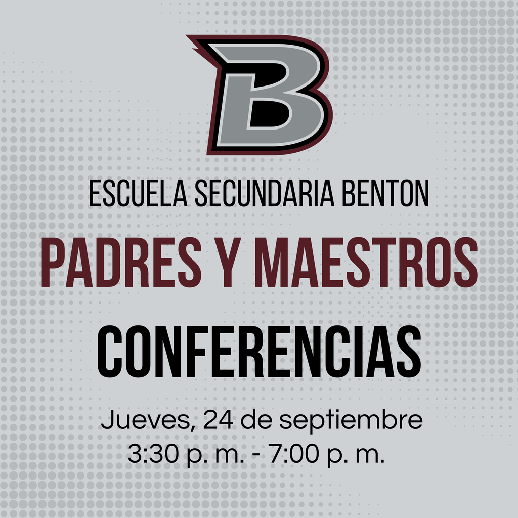 Parent Teacher Conferences are this Thursday, September 24, from 3:30p.m. – 7:00 p.m. We look forward to welcoming our BHS families and providing an opportunity to connect with teachers about student progress. #WeAreBenton #bhs #bhspanthers20262027