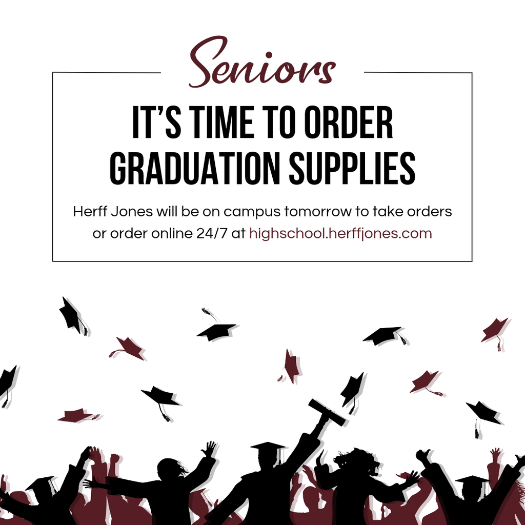 Its time to order your graduation supplies. Herff Jones will be on camups tommorrow to take orders. Or order online 24/7 at highschool.herffjones.com #WeAreBenton #bhs #bhspanthers20262027