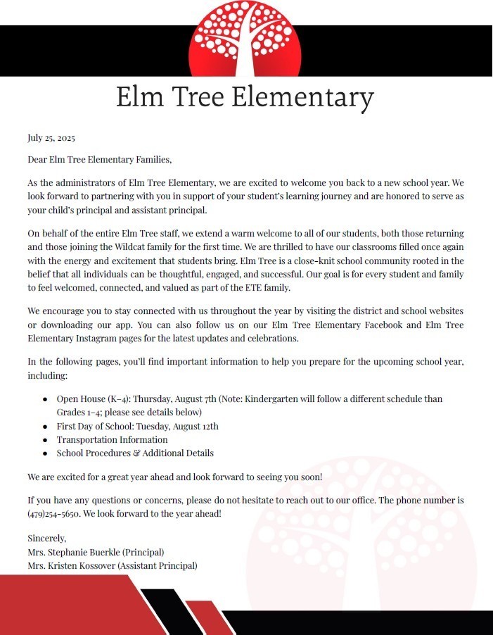 back to school letter