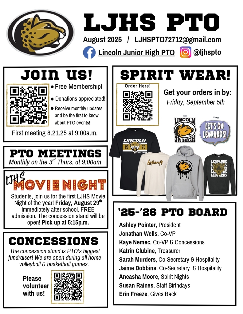 We hope to see you at our first PTO meeting, 8.21.25 @ 9:00AM.