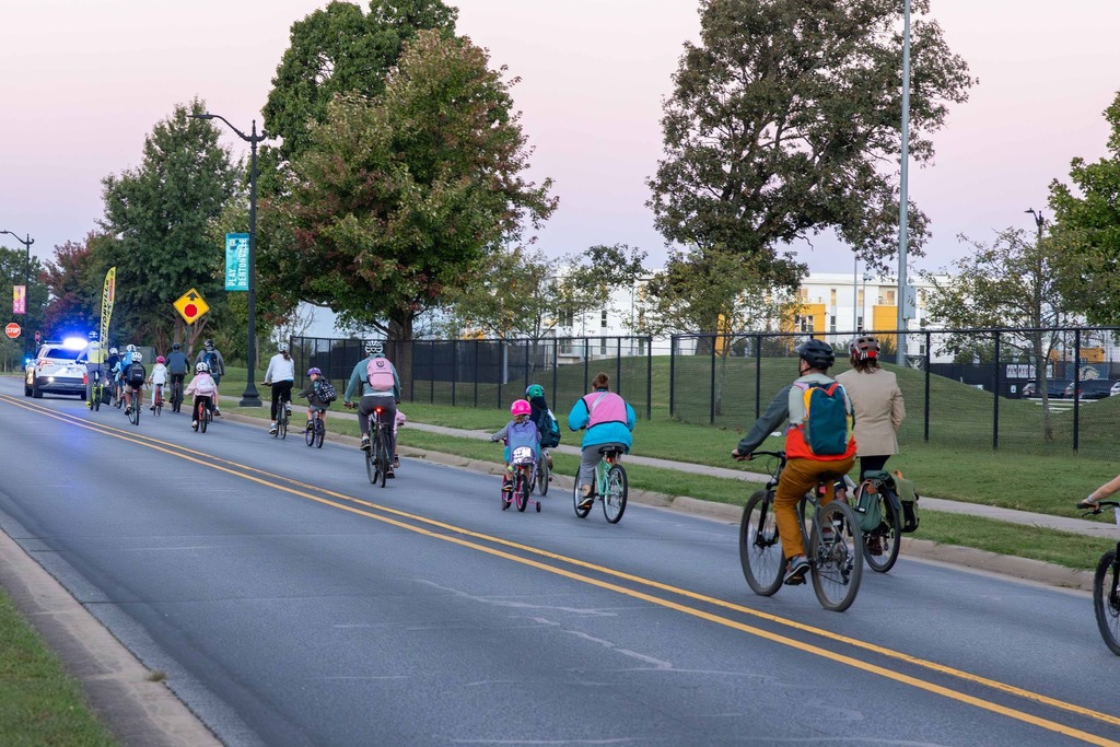 Students biking to school
