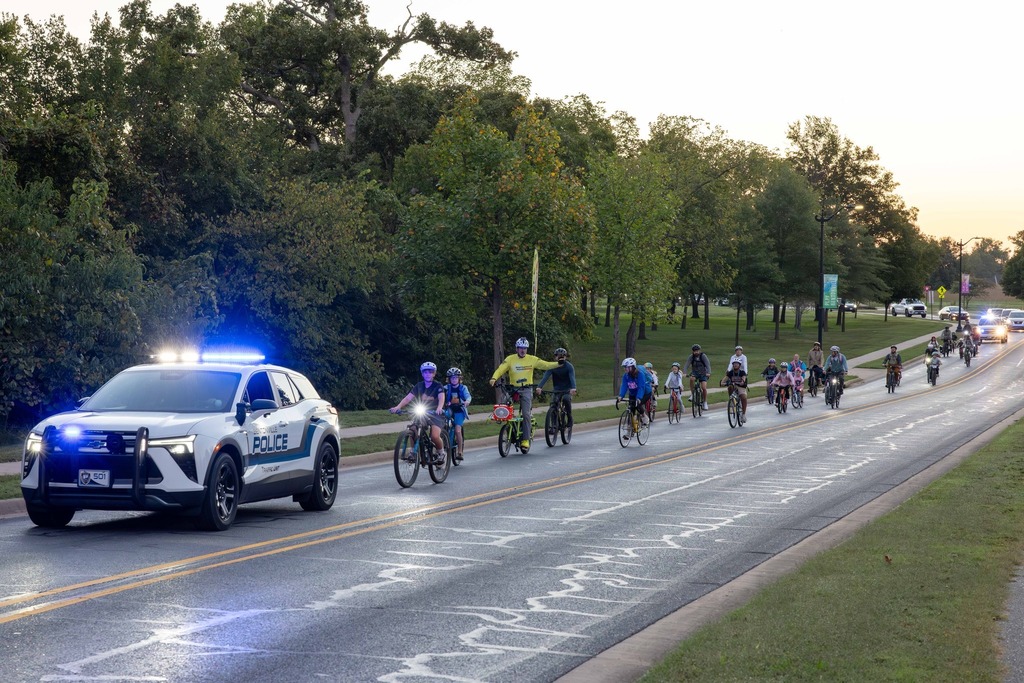 Police escorting student bikers