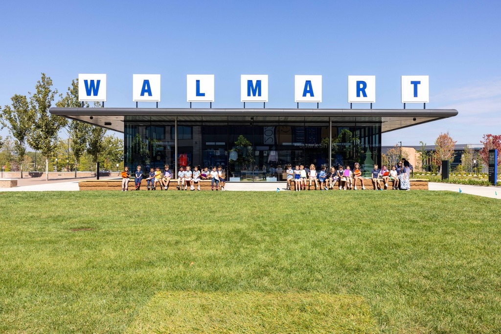 Students studying on the Walmart home campus
