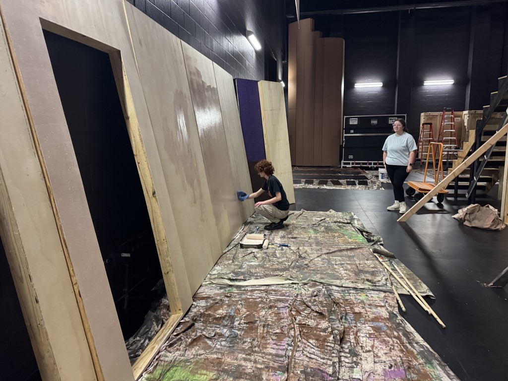 Students work on the set for Arsenic & Old Lace, premiering on Oct. 30.