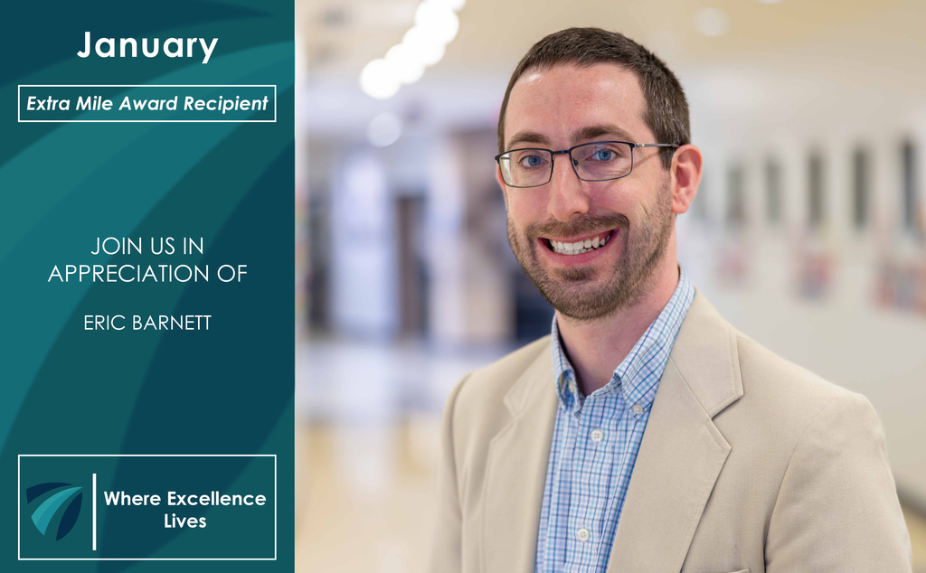 Photo of Eric Barnett, January Extra Mile Award Recipient