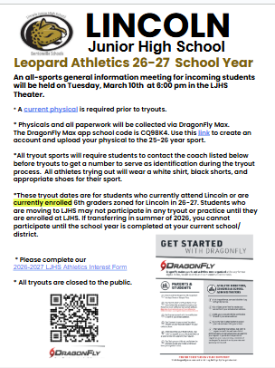 Lincoln Athletics 26-27 School Year