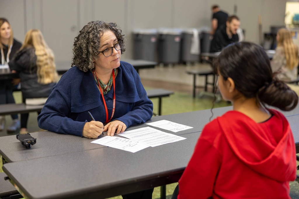 Student and teacher participating in mock interviews