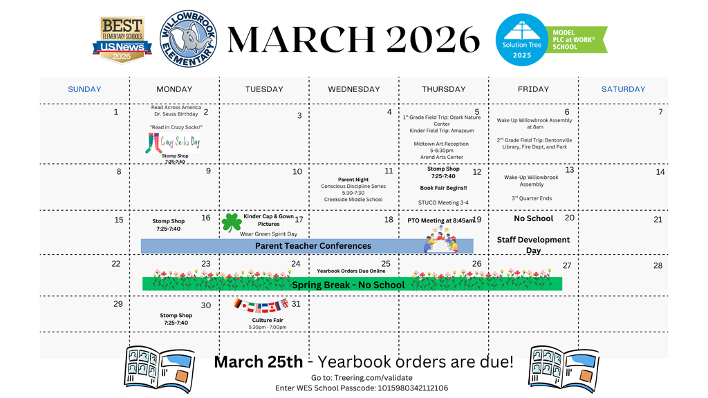 WES March Parent Calendar