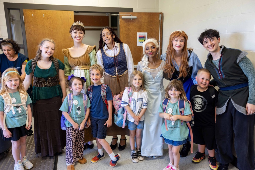 Frozen cast with elementary students