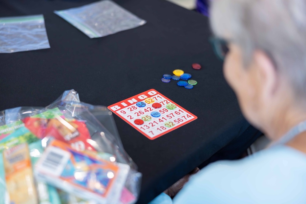 Bingo card on a table