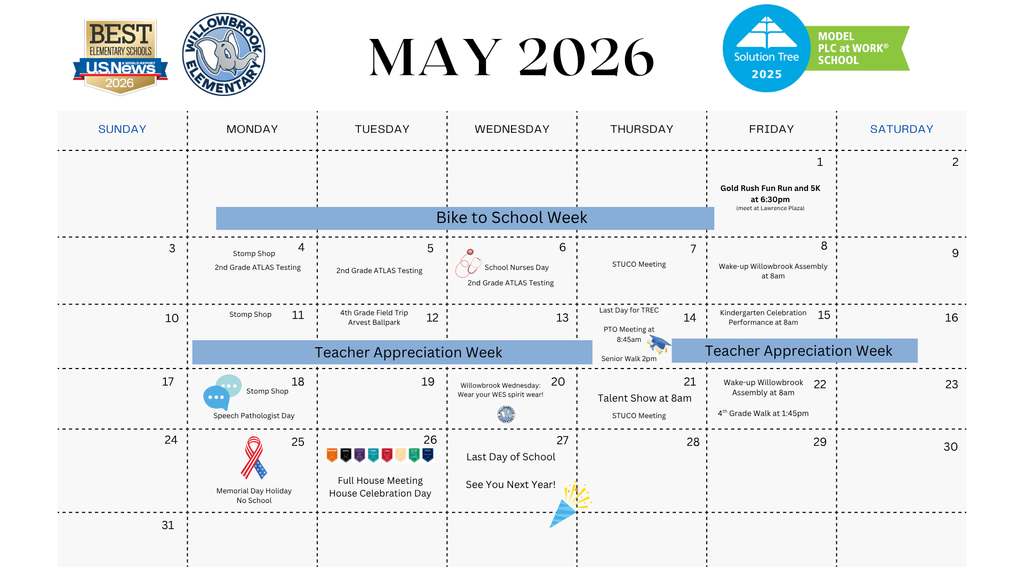 WES May Parent Calendar
