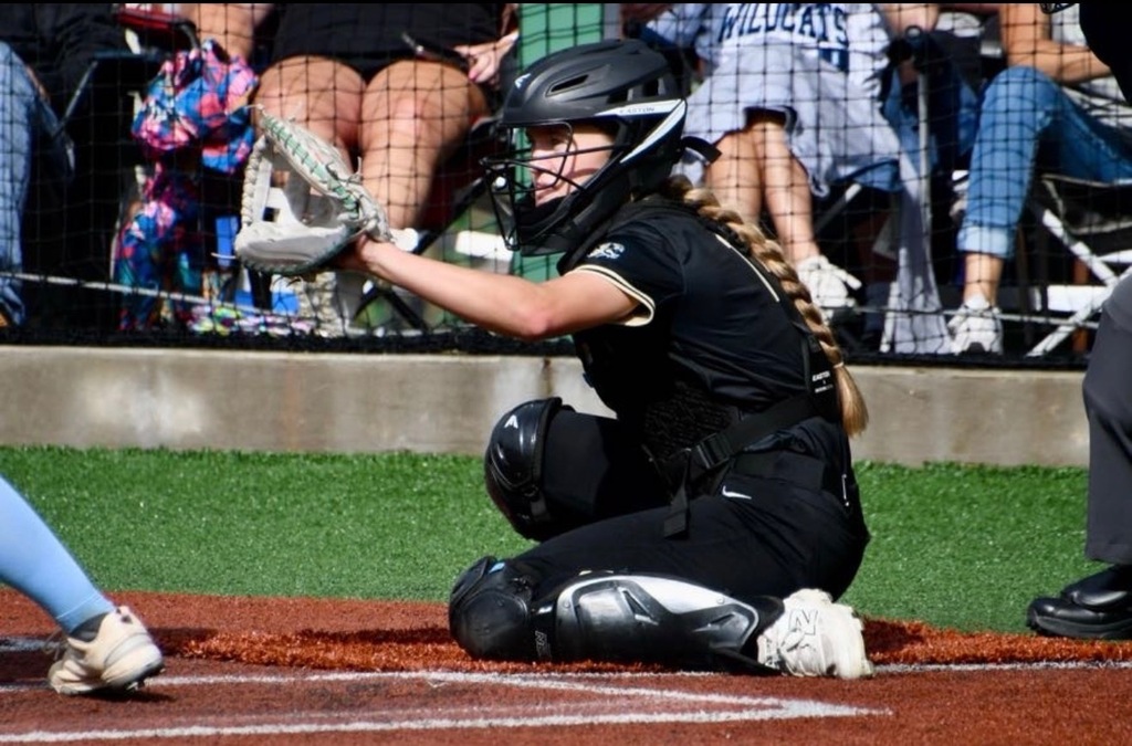 Bentonville High Softball Catcher in Play