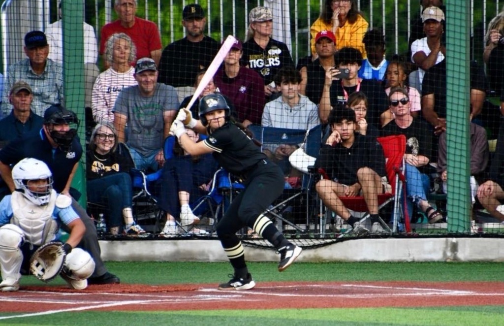 Bentonville High Softball Hitter at Home Plate Preparing to Swing